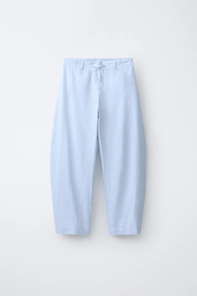LINEN BARREL PANTS