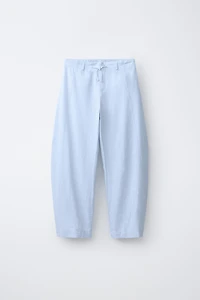 LINEN BARREL PANTS