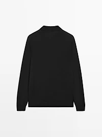 Wool knit sweater with polo collar