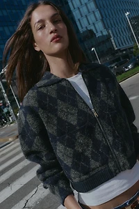 ARGYLE KNIT BOMBER JACKET