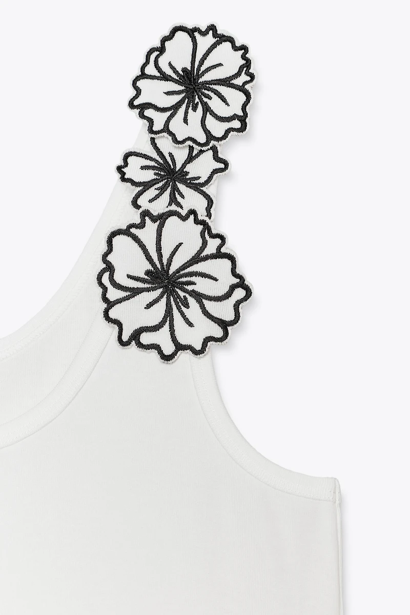TOP AVEC APPLIQUES FLEURS
