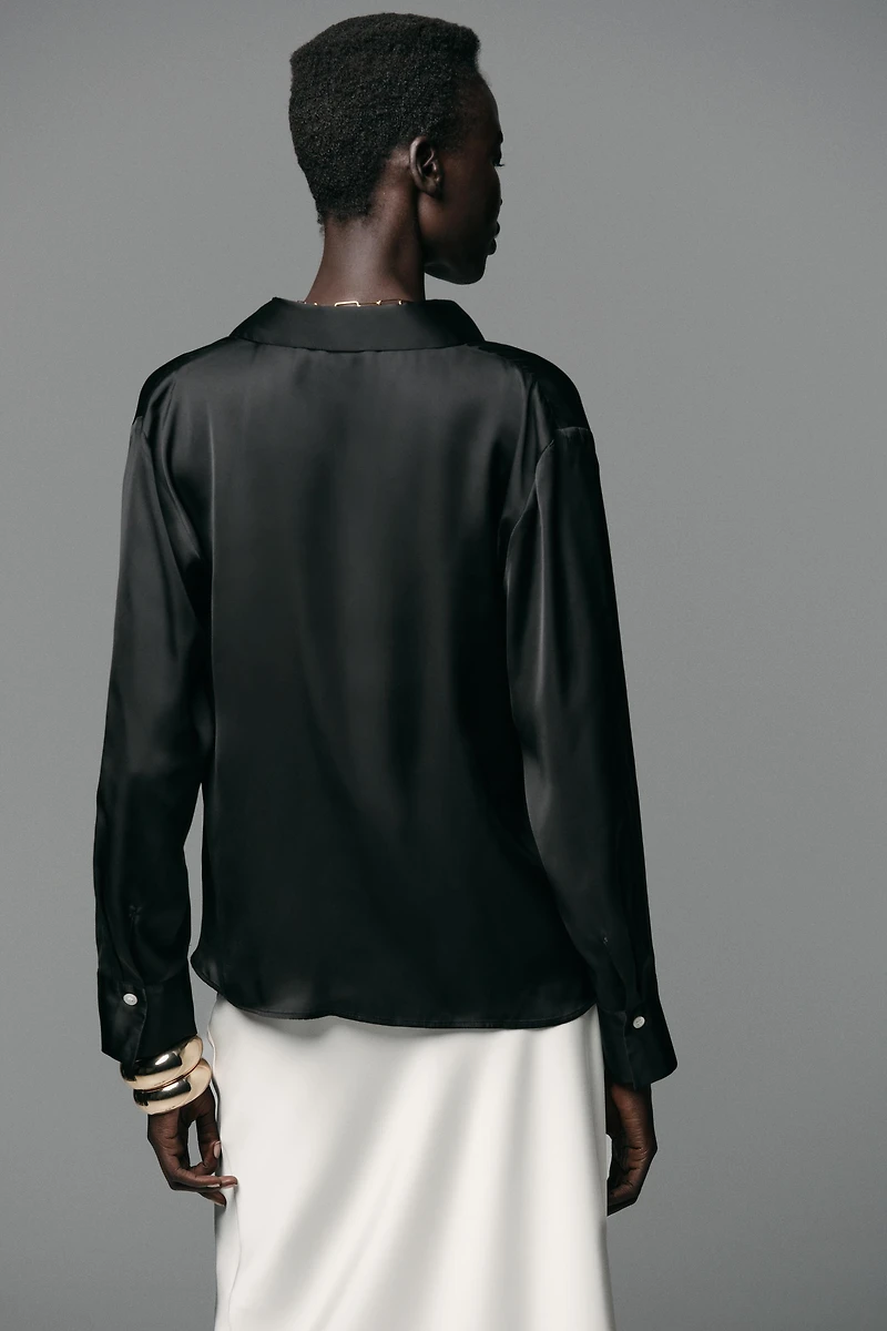 KNOTTED SATIN EFFECT SHIRT