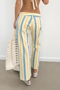 LOW RISE STRIPED STRAIGHT LEG TRF JEANS