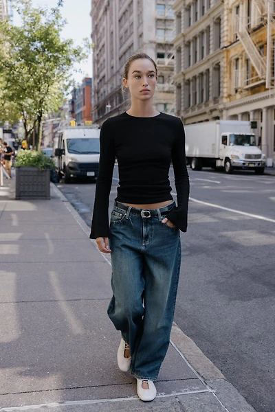 RIB TOP WITH FLARED SLEEVES