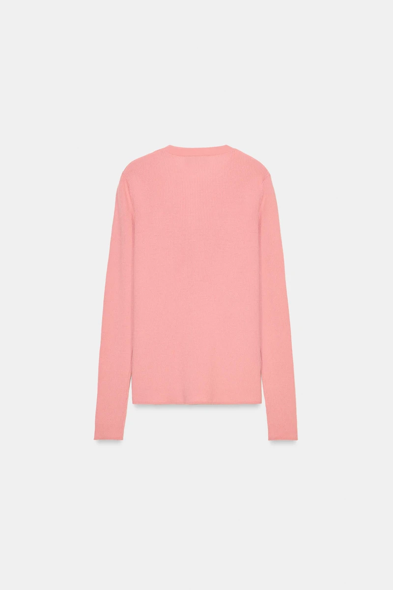 100% WOOL RIB CARDIGAN