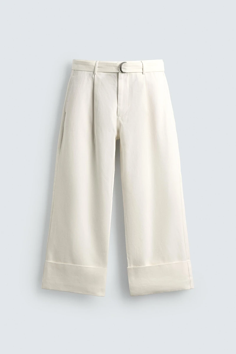 RELAXED FIT BELTED PANTS