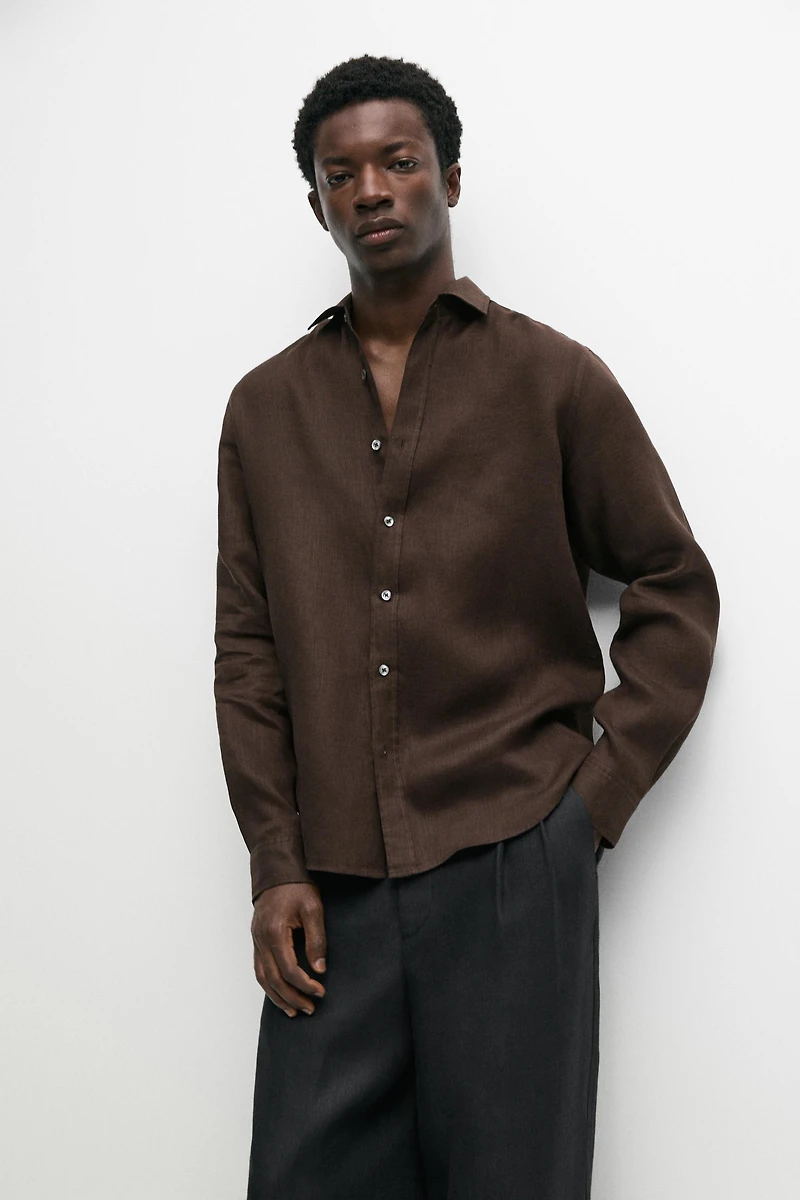 Regular fit 100% linen shirt