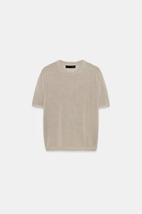 TOP EN MAILLE À MANCHES COURTES