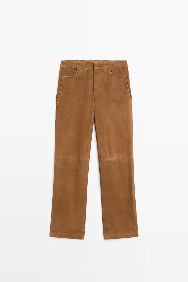 Suede leather pants