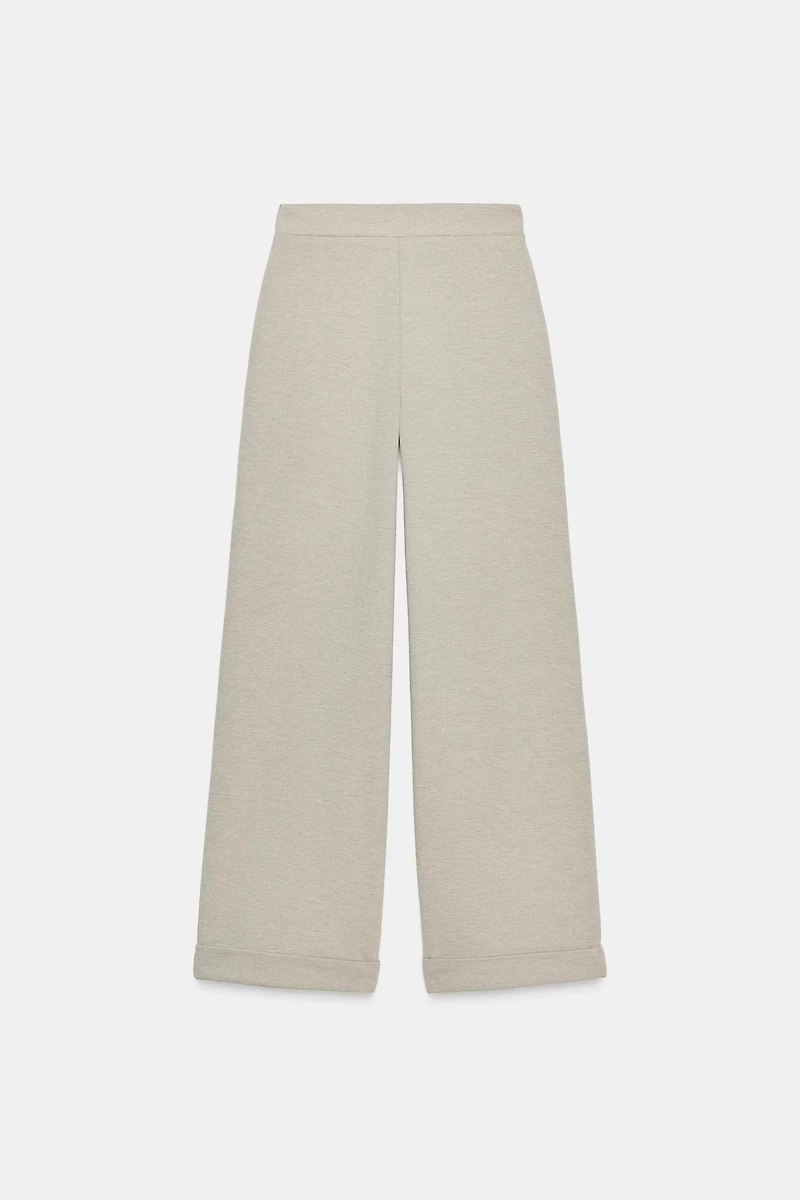 TWILL WIDE LEG PANTS