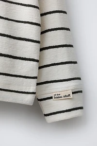 STRIPED T-SHIRT WITH LABEL TRIM