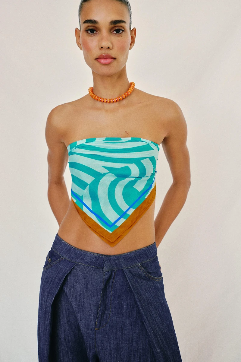 WAVE PRINT SILK SCARF