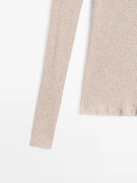 Long sleeve T-shirt with ribbed detail