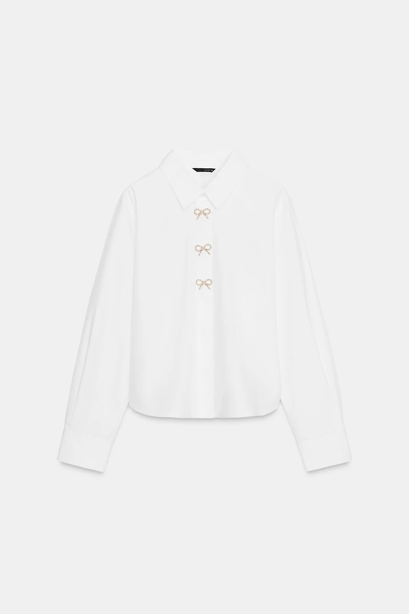 CHEMISE EN POPELINE À BOUTONS BIJOUX