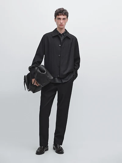 100% wool corduroy-effect flannel trousers