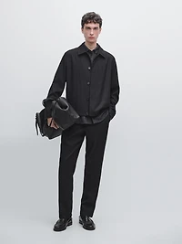 100% wool corduroy-effect flannel trousers