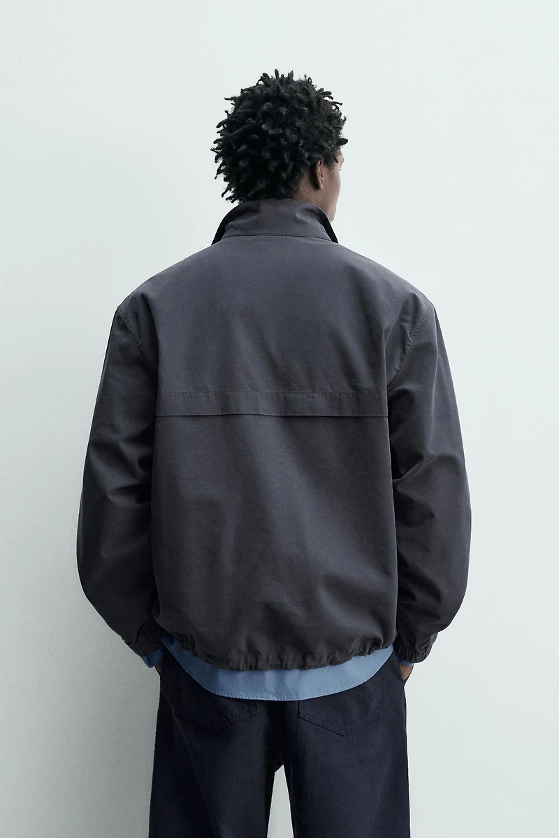 COTTON LYOCELL BLEND QUARTER-ZIP OVERSHIRT