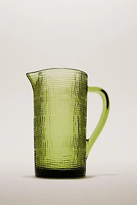 RAISED DESIGN GLASS PITCHER