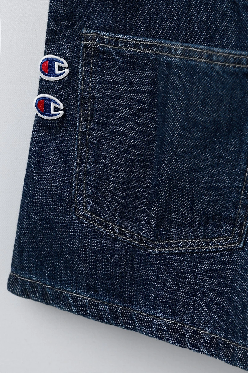 CHAMPION ® X ZARA LABEL DENIM PINAFORE DRESS