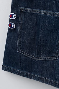 CHAMPION ® X ZARA LABEL DENIM PINAFORE DRESS
