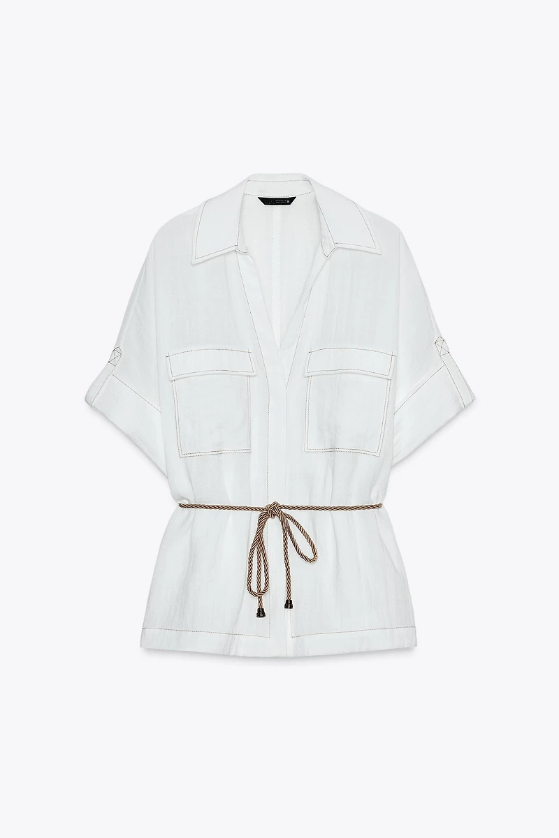 BELTED SAFARI SHIRT