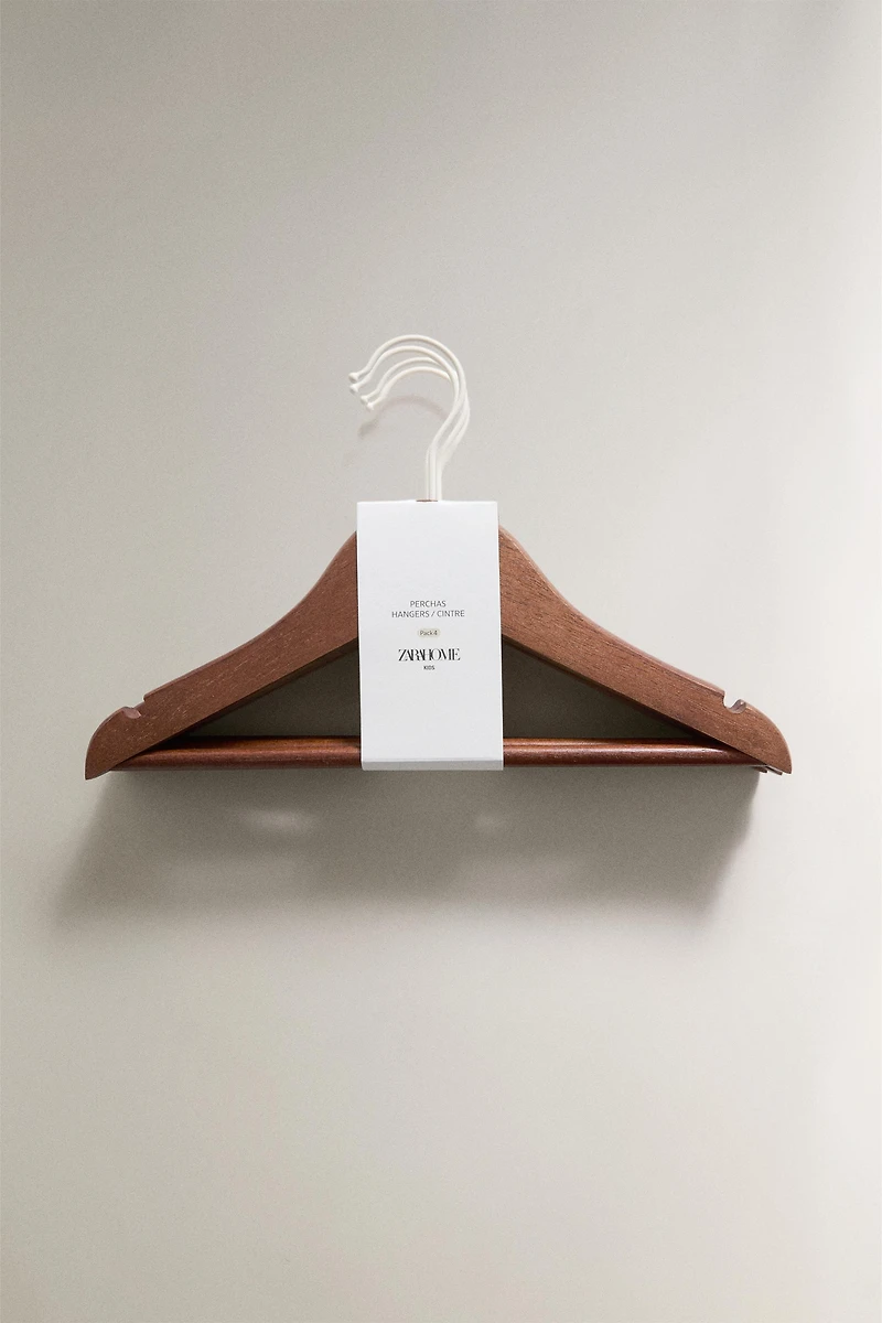 WOODEN BABY HANGERS WITH BAR (PACK OF 4)