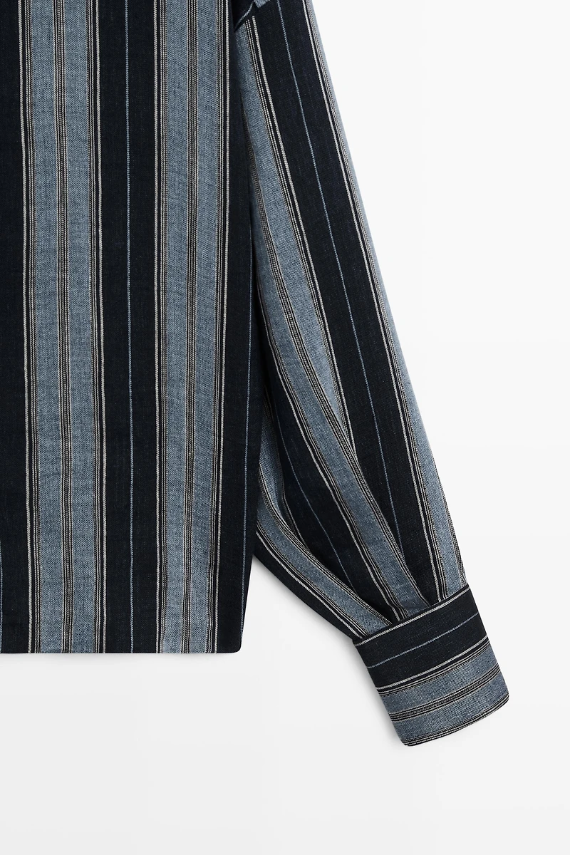 Striped flowing cotton linen shirt