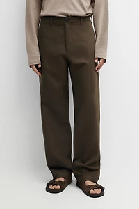 Linen and cotton straight-leg pants