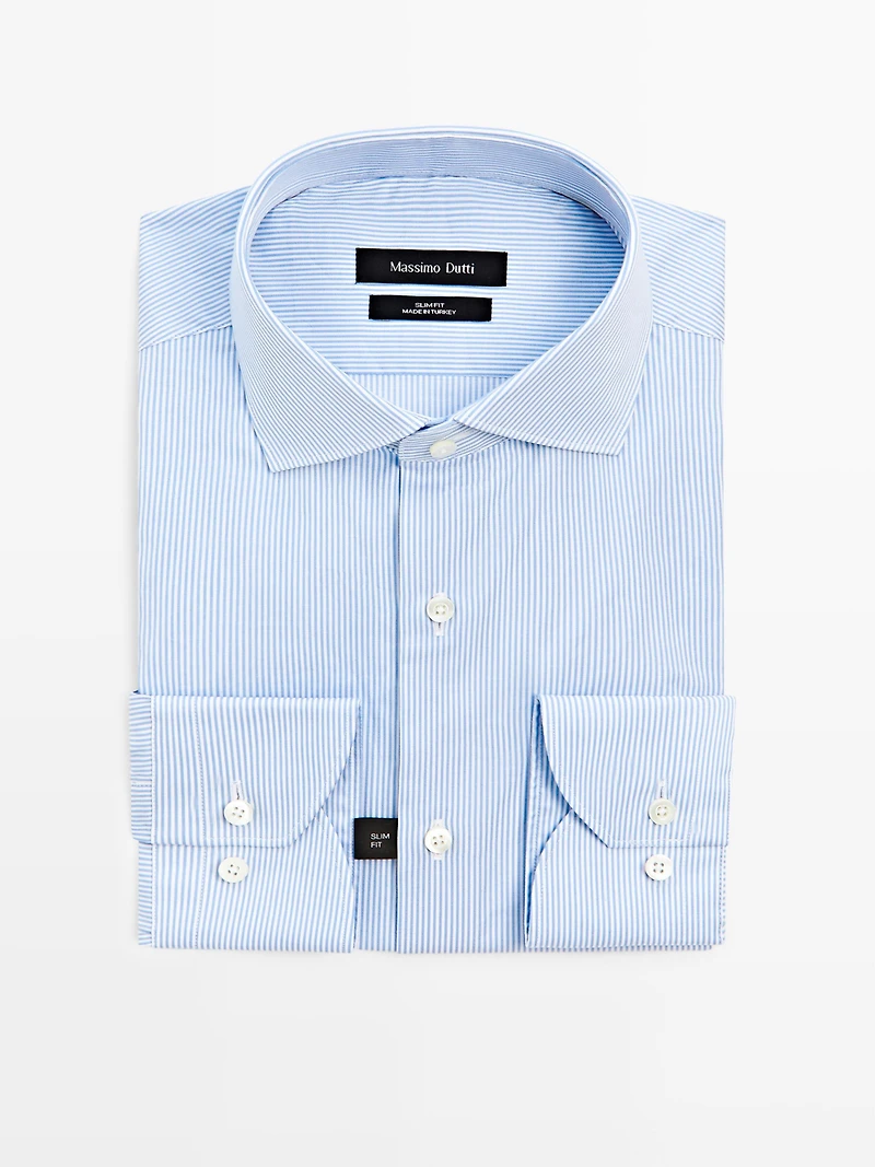 Slim fit striped twill shirt