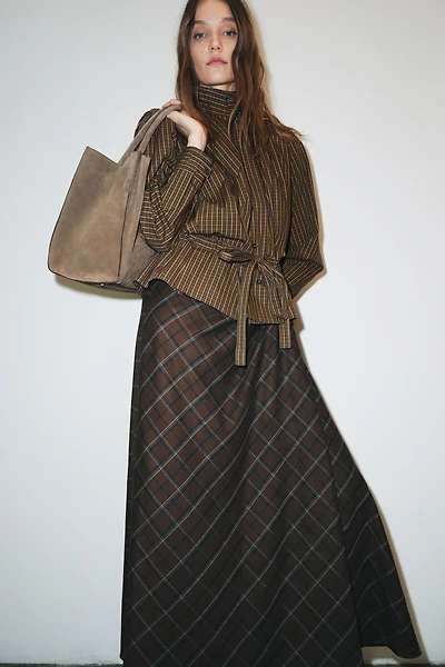 ZW COLLECTION DRAPED PLAID SKIRT