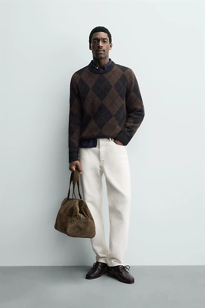 DIAMOND JACQUARD WOOL BLEND JUMPER