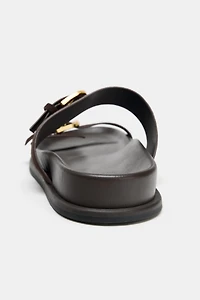 LEATHER SANDALS WITH DOUBLE BUCKLE