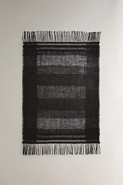 FRINGED LINEN BLANKET