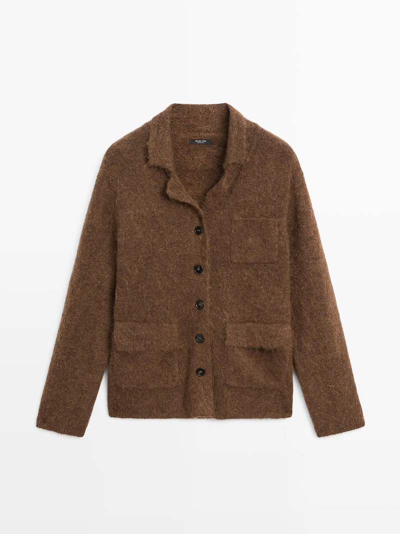 Alpaca blend knit cardigan with pockets