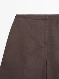 100% linen short Bermuda shorts