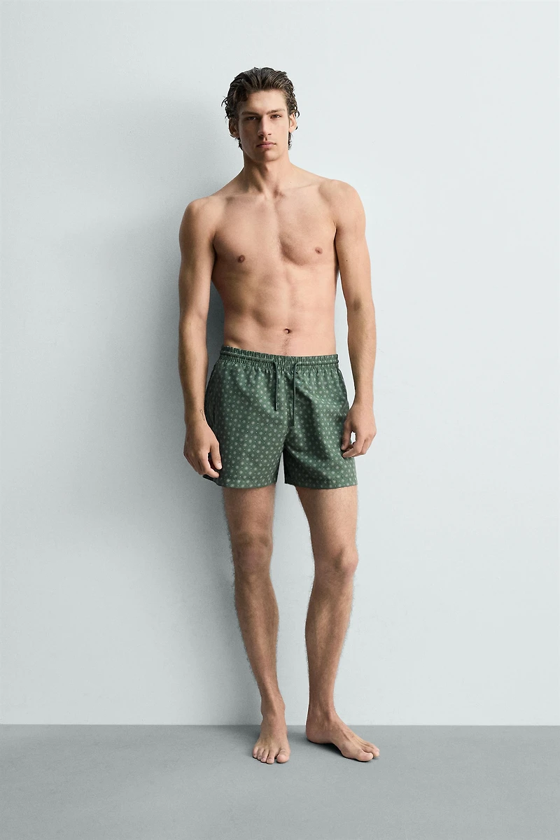 MAILLOT DE BAIN MI-LONG IMPRIMÉ GÉOMÉTRIQUE