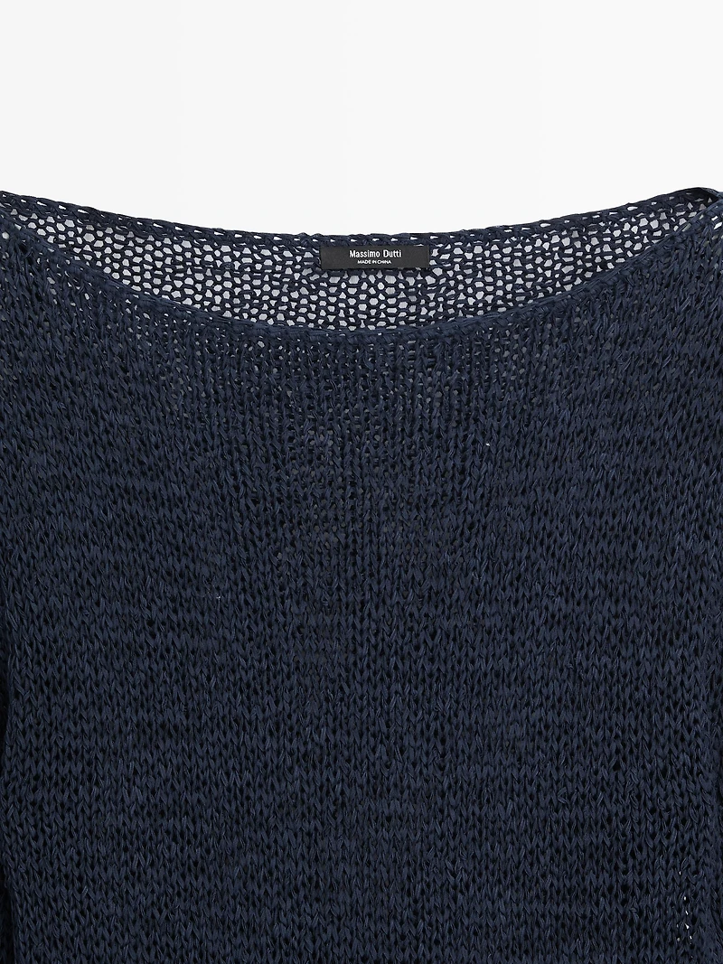 Pull en maille col bateau coton mélang