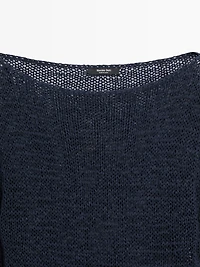 Pull en maille col bateau coton mélang