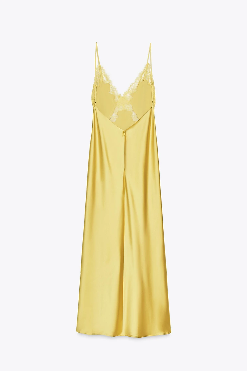 ROBE MIDI SATINÉE DENTELLE