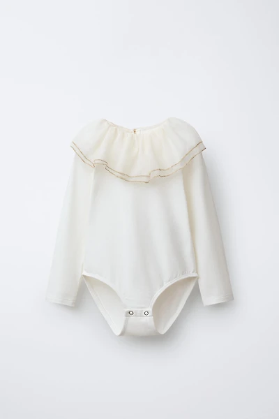 DOUBLE TULLE COLLAR BODYSUIT