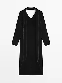 Long velvet dress with tied neck - STUDIO
