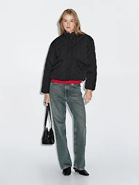 Short water-repellent quilted bomber jacket
