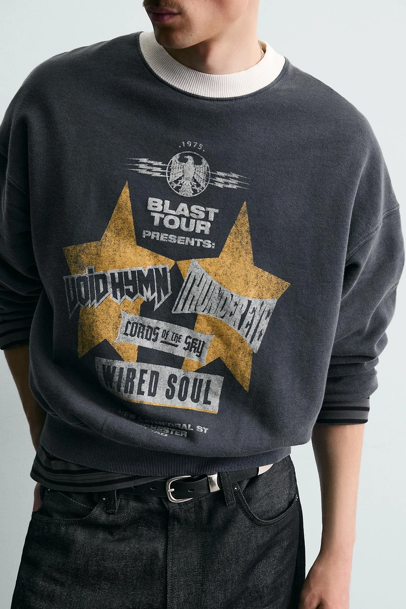 WASHED PRINT SWEATSHIRT