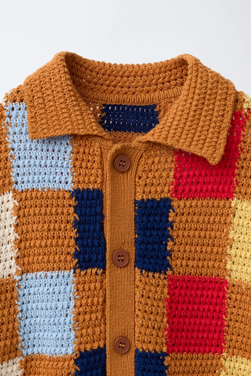 PLAID KNIT SHIRT