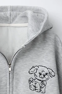 SWEAT À CAPUCHE BRODERIE CHIEN