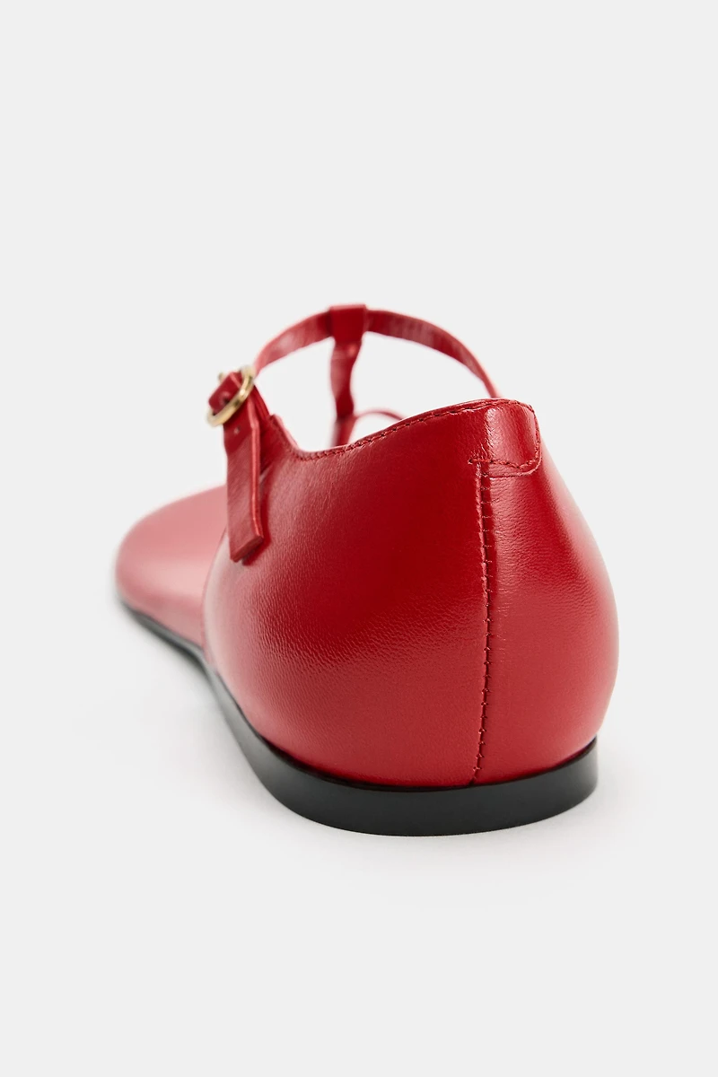 STRAPPY LEATHER FLAT SANDALS