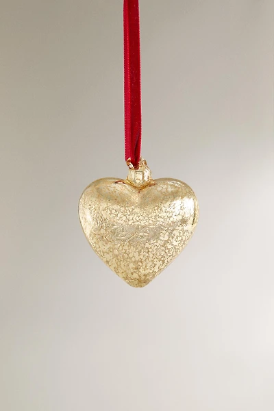 CRACKLED HEART CHRISTMAS TREE ORNAMENT