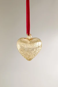 CRACKLED HEART CHRISTMAS TREE ORNAMENT