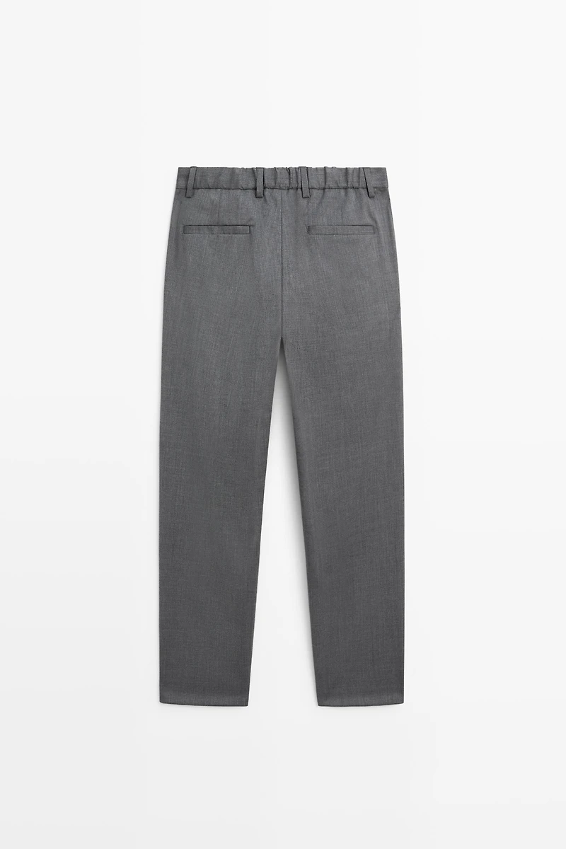 Pantalon à pinces en mélange de laine froide