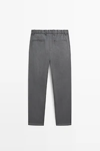 Pantalon à pinces en mélange de laine froide